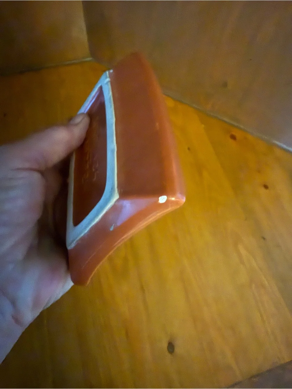 vintage Royal Haeger ceramic bathroom accessories in a terra-cotta peach glaze